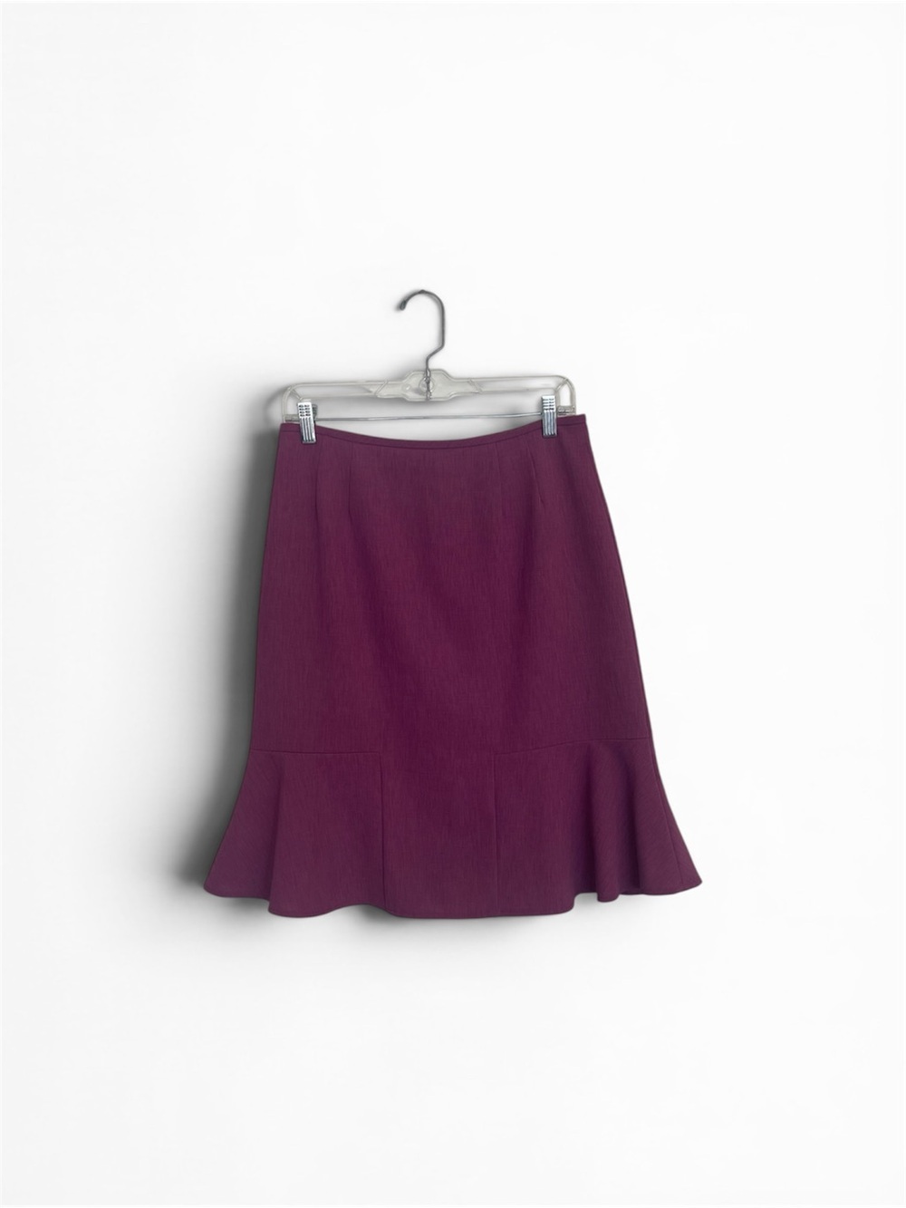 Kasper Deep Plum A-Line Skirt with Flounce Hem